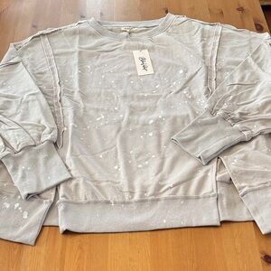 NWT! Blue Velvet Oversized Paint-splatter Grey Sweatshirt Size XL
